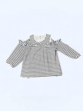 Maurices White and Black Striped Cold-Shoulder Blouse